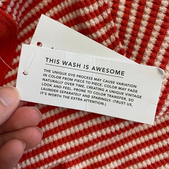 American Eagle NWT Striped Long Sleeve Shirt Womens Size XS Red White - Picture 7 of 9